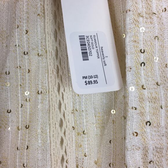 NWT Soft Surroundings Cream Sequin Glamour Kimono Cardigan Medium Bohemian - Picture 6 of 12